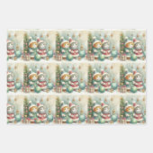 Kerst meisje en katten papier inpakpapier vel (Voorkant)