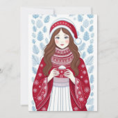 Kerst Meisje Flat Vakantie Kaart (Voorkant)