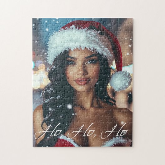 Kerst meisje - Ho Ho Ho - Kerstmis Legpuzzel (Verticaal)