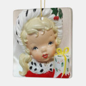 Kerst Meisje Kind Hoofd Vaas Cadeau Holly Schattig Keramisch Ornament (Links)