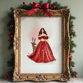 Kerst meisje kunstwerk poster