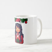 Kerst meisje pixel art koffiemok (Voorkant rechts)