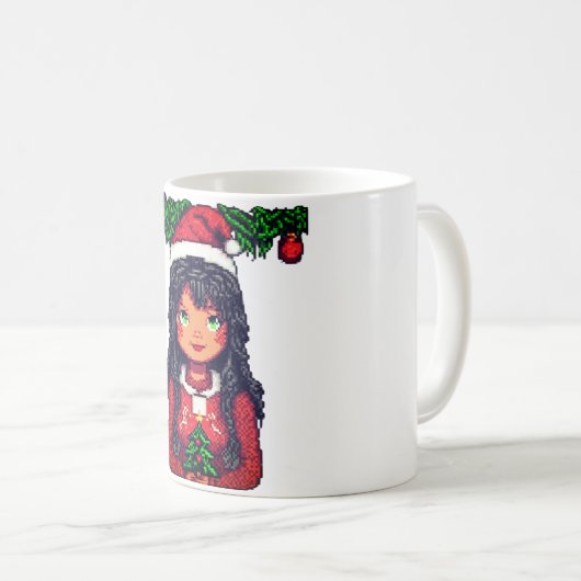 Kerst meisje pixel art koffiemok (Voorkant rechts)