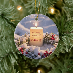 Kerst Memorial Custom Name Candle Keramisch Ornament