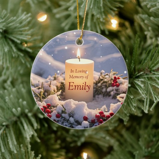 Kerst Memorial Custom Name Candle Keramisch Ornament (Boom)