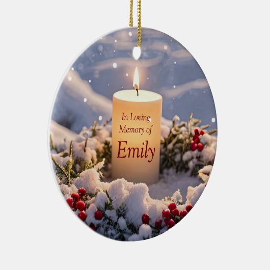 Kerst Memorial Custom Name Candle Keramisch Ornament (Rechts)