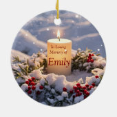 Kerst Memorial Custom Name Candle Keramisch Ornament (Achterkant)