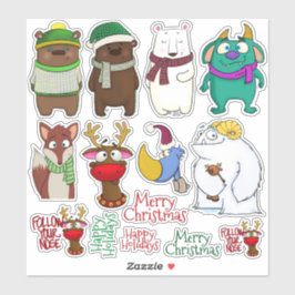Kerst Menagerie Stickerblad Sticker