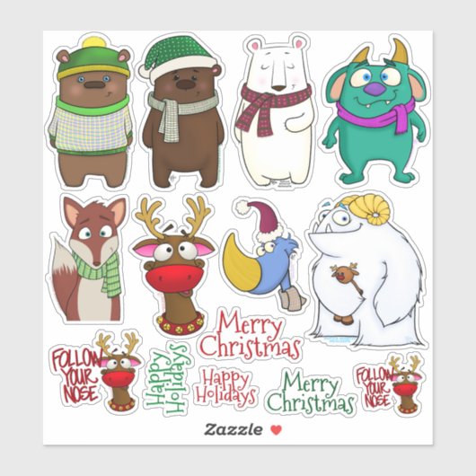 Kerst Menagerie Stickerblad Sticker (Vel)