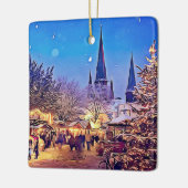 Kerst Merry Go Round en de Duitse kerk Keramisch Ornament (Links)