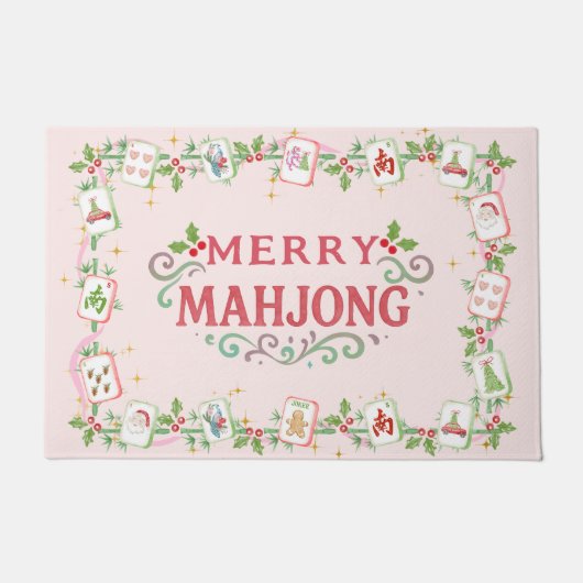 Kerst Merry Mahjong Deurmat (Voorkant)