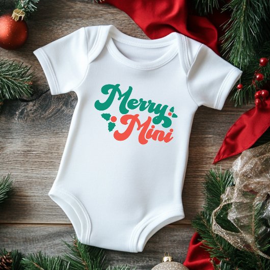 Kerst Merry Mini Schattige Moderne Typografie Scri Romper