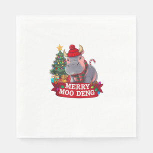 Kerst Merry Moo Deng Schattige Baby Hippo Bouncy X Servet