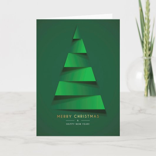 Kerst - Merry X-Mas Tree Green Kaart (Voorkant)