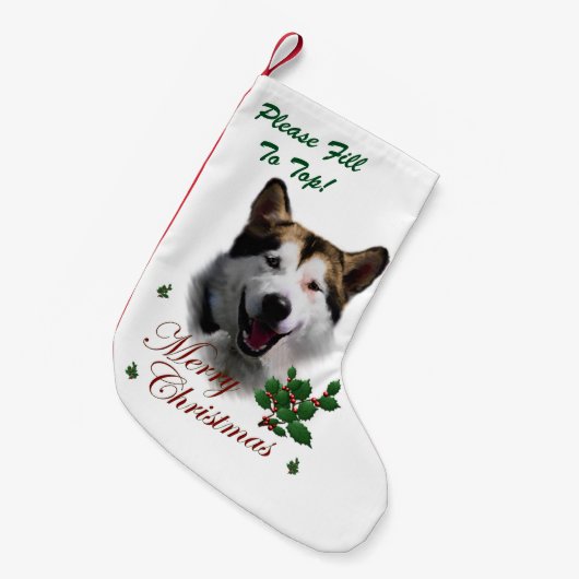 Kerst met Alaskan Malamute Kleine Kerstsok (Voorkant (Hangend))