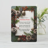 Kerst met bewerkbare dennenappels en bessen kaart (Staand voorkant)