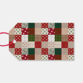 Kerst met bewerkbare vreugde | Patchwork Cadeaulabel (Achterkant Horizontaal)