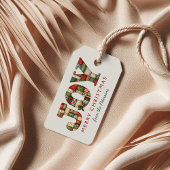 Kerst met bewerkbare vreugde | Patchwork Cadeaulabel