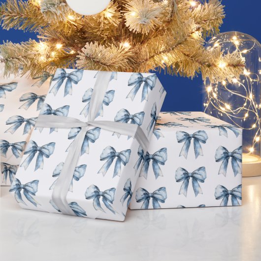 Kerst met Blauwe Strikken Cadeaupapier (Feestdagen)