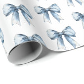 Kerst met Blauwe Strikken Cadeaupapier (Rol Hoek)