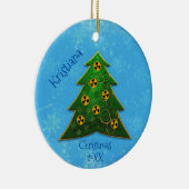 Kerst met boom- en radiatiesymbool keramisch ornament (Rechts)