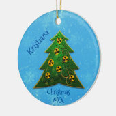 Kerst met boom- en radiatiesymbool keramisch ornament (Links)