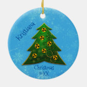 Kerst met boom- en radiatiesymbool keramisch ornament (Achterkant)