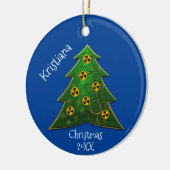 Kerst met boom- en radiatiesymbool keramisch ornament (Links)