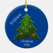 Kerst met boom- en radiatiesymbool keramisch ornament (Achterkant)