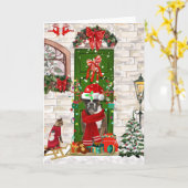 Kerst met Boxer Hond  Kaart (Gele Bloem)