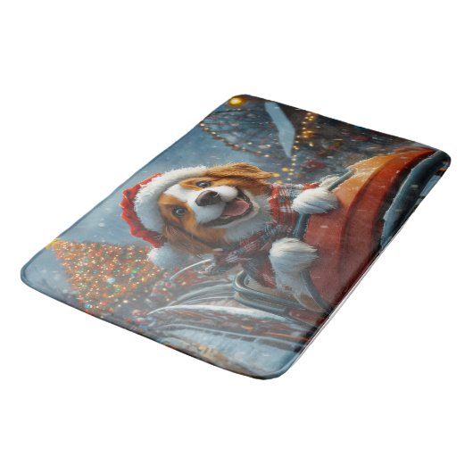 Kerst met Brittany Spaniel hond Badmat (Gekanteld)