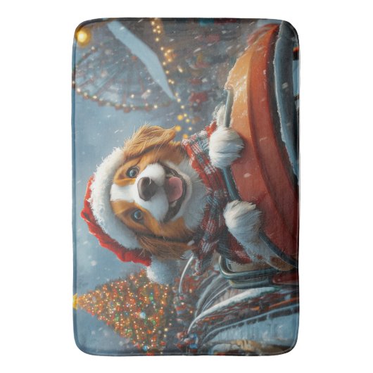 Kerst met Brittany Spaniel hond Badmat (Voorkant Verticaal)