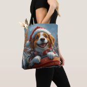 Kerst met Brittany Spaniel hond Tote Bag (Dichtbij)