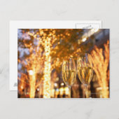 Kerst met champagnebril in de stad feestdagenkaart (Voorkant / Achterkant)