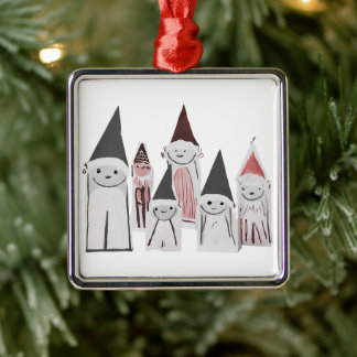 Kerst met de hand getekende Schattigee kleine pers Metalen Ornament