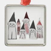 Kerst met de hand getekende Schattigee kleine pers Metalen Ornament (Voorkant)