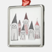 Kerst met de hand getekende Schattigee kleine pers Metalen Ornament (Links)