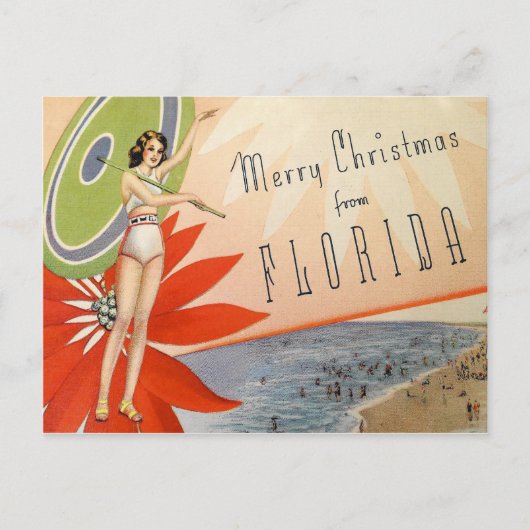  kerst met de kerst van het strand van Florida Briefkaart (Voorkant)
