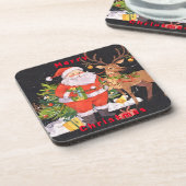 Kerst met de kerstman - vakantieseizoen bier onderzetter (Linkerzijde)