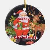 Kerst met de kerstman - vakantieseizoen keramisch ornament (Voorkant)