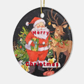 Kerst met de kerstman - vakantieseizoen keramisch ornament (Links)