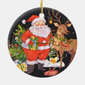 Kerst met de kerstman - vakantieseizoen keramisch ornament (Achterkant)