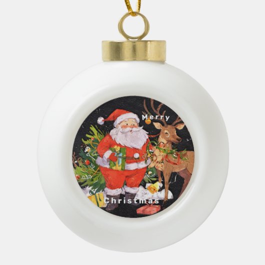 Kerst met de kerstman - vakantieseizoen keramische bal ornament (Voorkant)