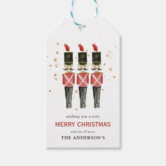 Kerst met de rode en goudkoorts cadeaulabel (Voorkant)