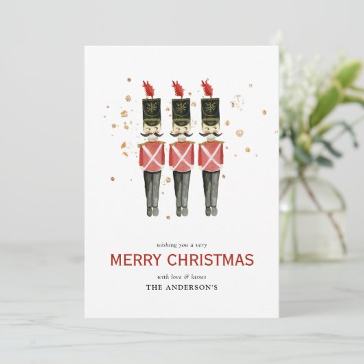 Kerst met de rode en goudkoorts feestdagenkaart (Staand voorkant)