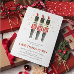 Kerst met de rode en goudkoorts | Vrijdag Kaart<br><div class="desc">Nodig vrienden, familie of collega's uit om het seizoen te vieren met deze elegante kerstfeestelijke uitnodigingen. Het ontwerp bevat uw gebeurtenisgegevens in serif lettering, met een waterverf illustratie van drie nutcrackers geadorneerd met faux goudstof. Pas deze elegante uitnodiging aan met uw soort evenement, zodat deze perfect is voor kerstfeestjes, feestelijke...</div>