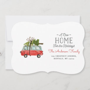 kerst met de...vintage waterverf auto feestdagenkaart