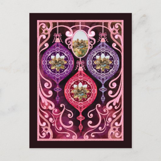 Kerst met decoratie - Foto kerstkaart Uitnodiging Briefkaart (Voorkant)