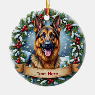 Kerst met een Duitse Herdershond Keramisch Ornament