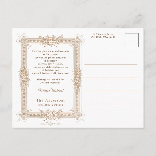 kerst met een groene robed in sneeuw briefkaart (Achterkant)